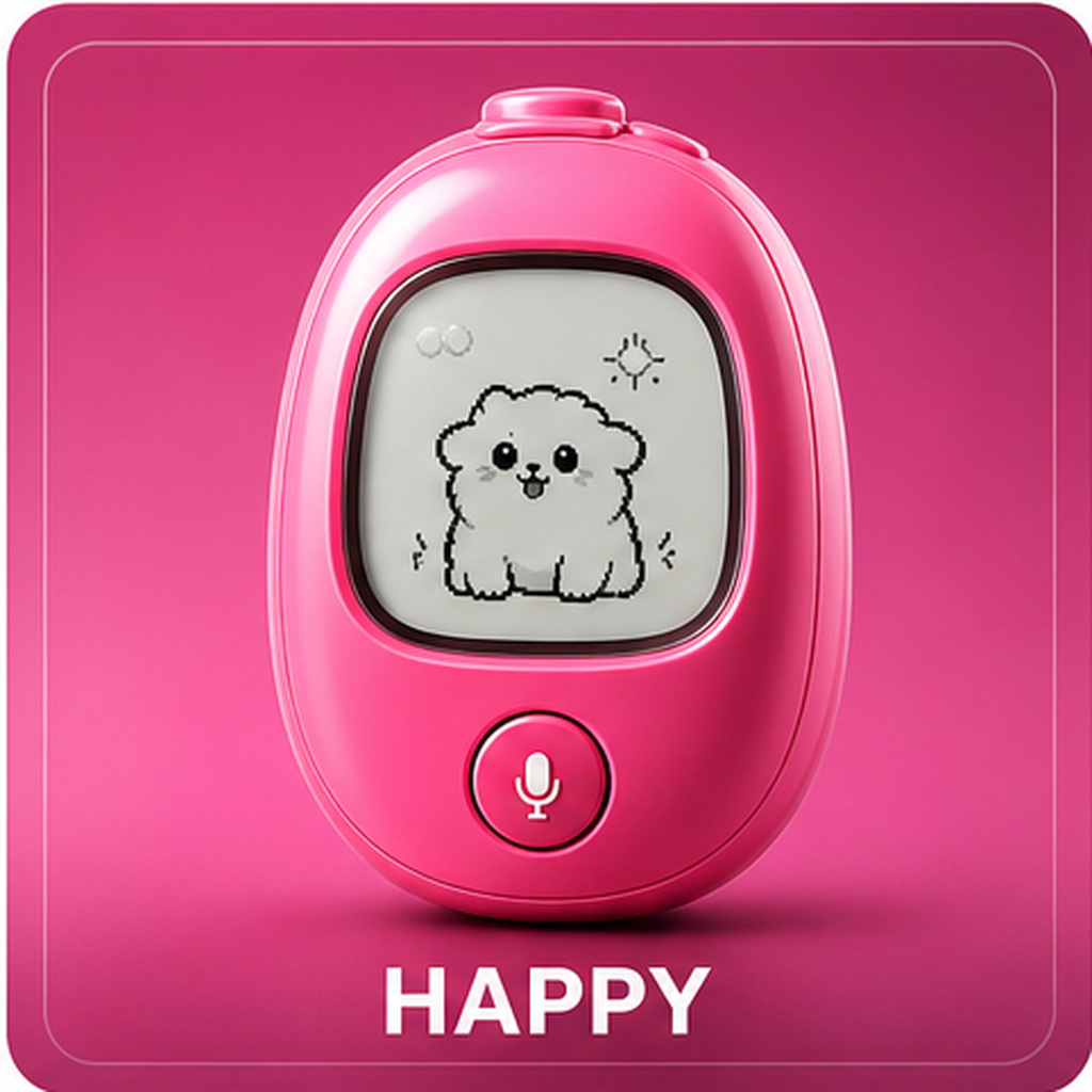 Happy Vivlet personality card with a pink device and smiling pet.